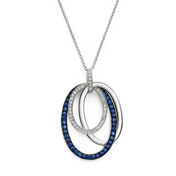 Bloomingdale’s Blue Sapphire and diamond white gold neckless - Picture 1 of 7